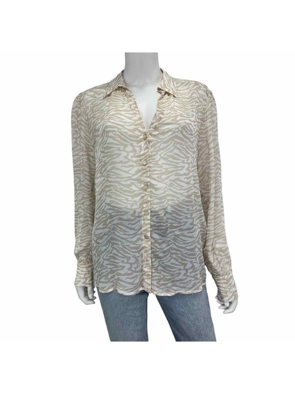 ecru NWT Tan Zebra Sheer Print Blouse Size S